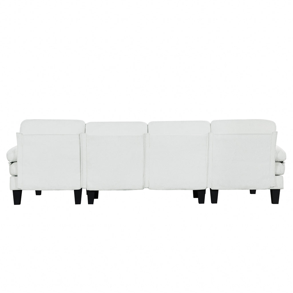 112*56" Granular Velvet Sofa,U-Shaped Couch With Oversized Seat,6-Seat Sofa Bed With Double Chaise,Comfortable and Spaci