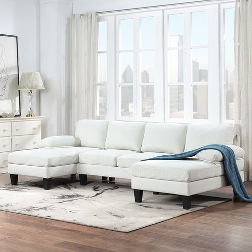 112*56" Granular Velvet Sofa,U-Shaped Couch With Oversized Seat,6-Seat Sofa Bed With Double Chaise,Comfortable and Spaci
