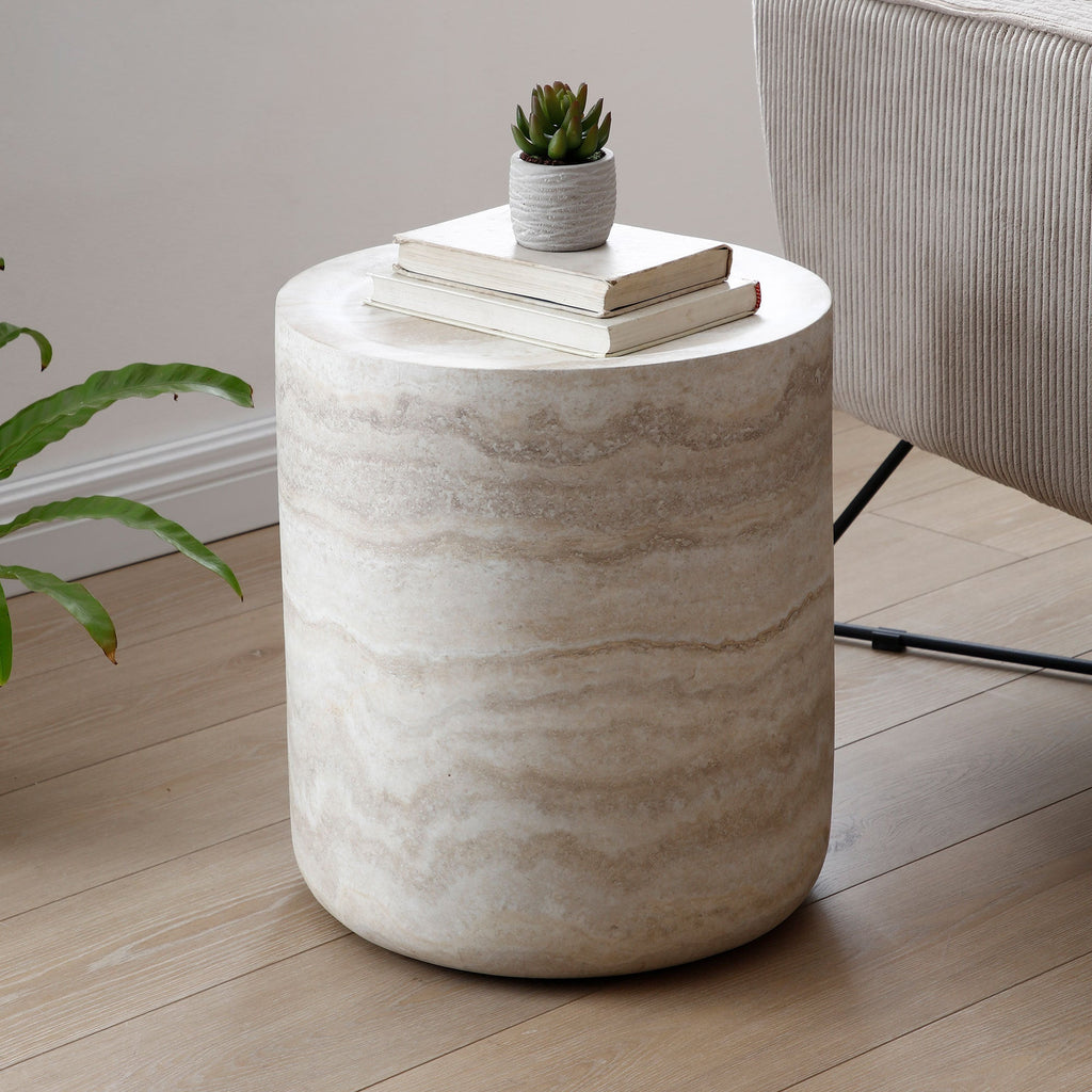 15.74 Inch Faux MARS Marble Pattern Coffee Tables for Living Room Round Tea Table for Living Room, No Need Assembly.