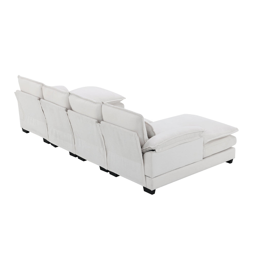 109.8*55.9" Modern U-Shaped Sectional Sofa With Waist Pillows,6-Seat Upholstered Symmetrical Sofa Furniture,Sleeper Sofa