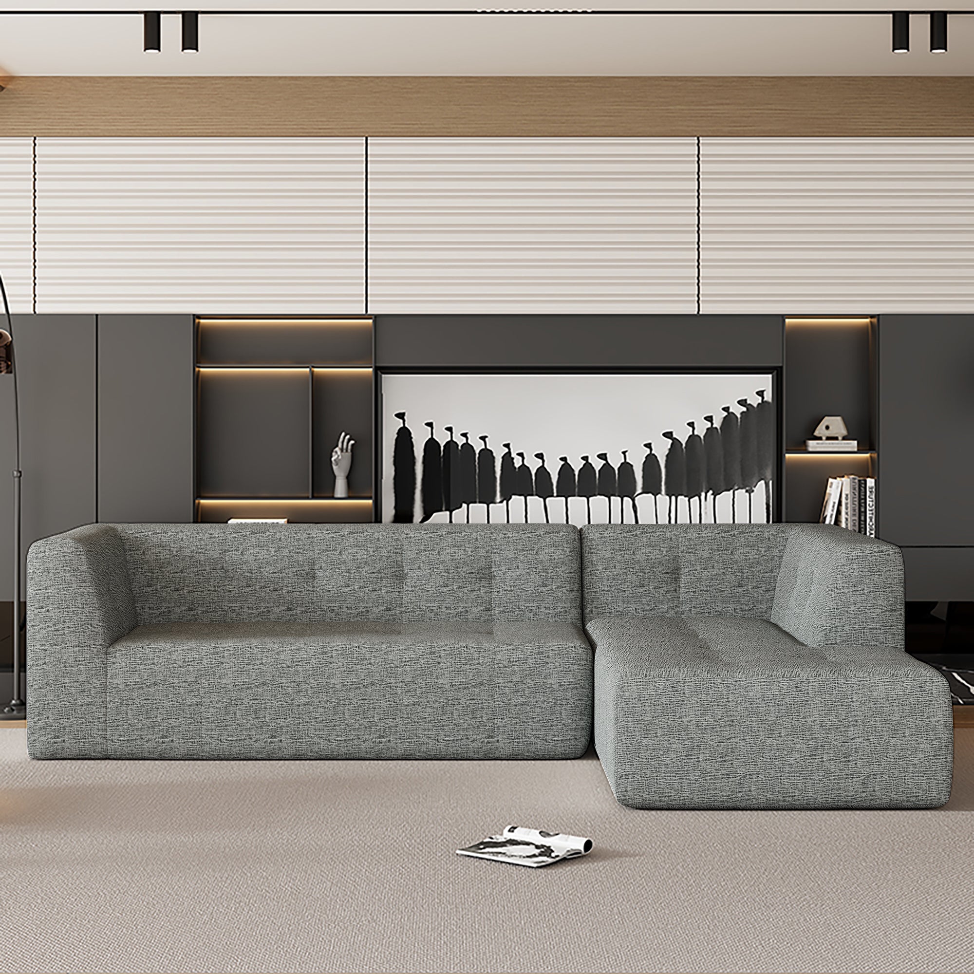 112.2*74" Modular Modular Combination Living Room Sofa Set, Modern Minimalist Sofa, Living Room Upholstered Sofa Bed, Be