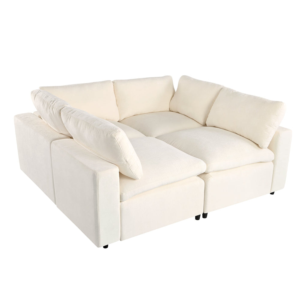 Upholstered Modular Sofa With  With Storage Space, USB Charge Ports,Wireless Charging and Built-In Bluetooth Speaker in