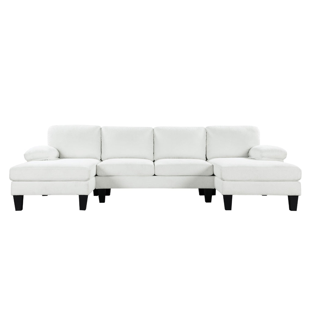 112*56" Granular Velvet Sofa,U-Shaped Couch With Oversized Seat,6-Seat Sofa Bed With Double Chaise,Comfortable and Spaci