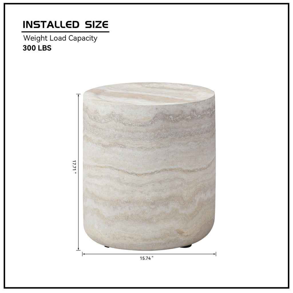 15.74 Inch Faux MARS Marble Pattern Coffee Tables for Living Room Round Tea Table for Living Room, No Need Assembly.