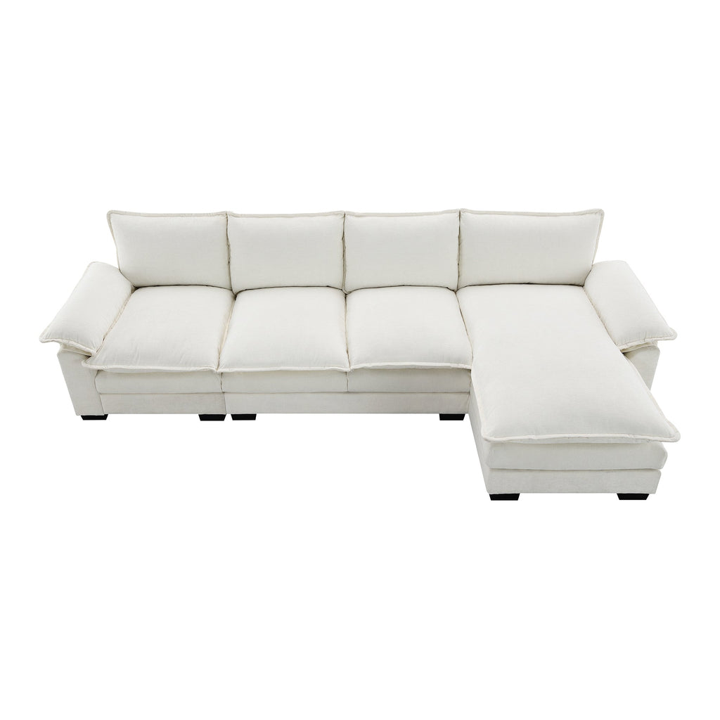 118*55" Modern L-Shaped Chenille Cloud Sofa With Double Seat Cushions,5-Seat Upholstered Indoor Furniture,Sleeper Sofa C