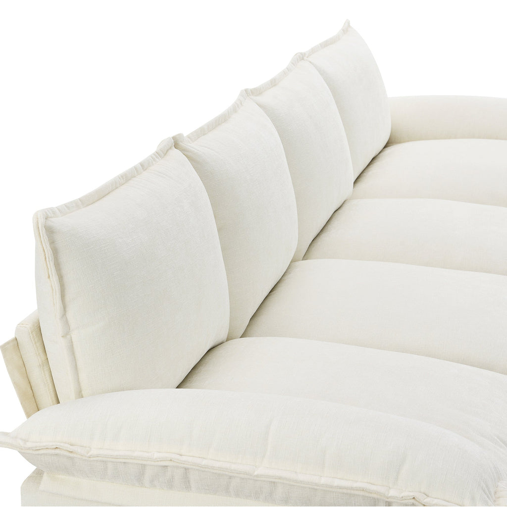 118*55" Modern L-Shaped Chenille Cloud Sofa With Double Seat Cushions,5-Seat Upholstered Indoor Furniture,Sleeper Sofa C