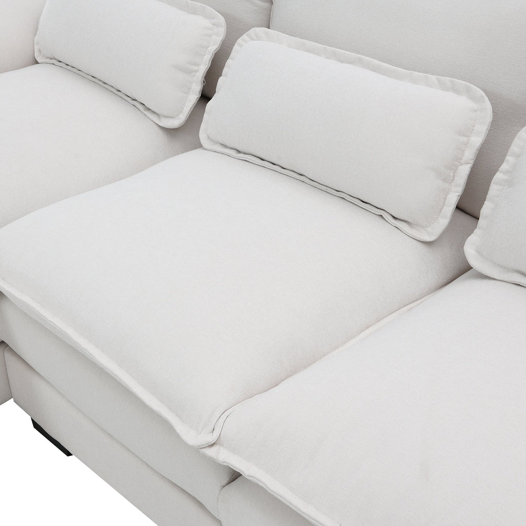 109.8*55.9" Modern U-Shaped Sectional Sofa With Waist Pillows,6-Seat Upholstered Symmetrical Sofa Furniture,Sleeper Sofa