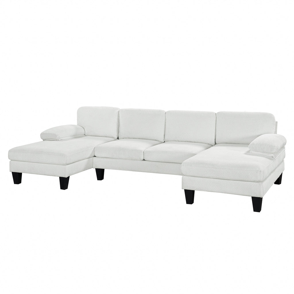 112*56" Granular Velvet Sofa,U-Shaped Couch With Oversized Seat,6-Seat Sofa Bed With Double Chaise,Comfortable and Spaci