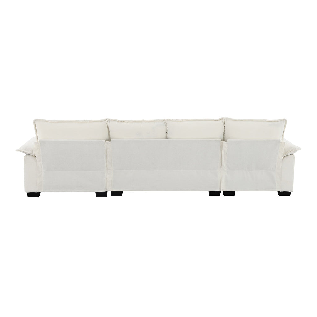 118*55" Modern L-Shaped Chenille Cloud Sofa With Double Seat Cushions,5-Seat Upholstered Indoor Furniture,Sleeper Sofa C